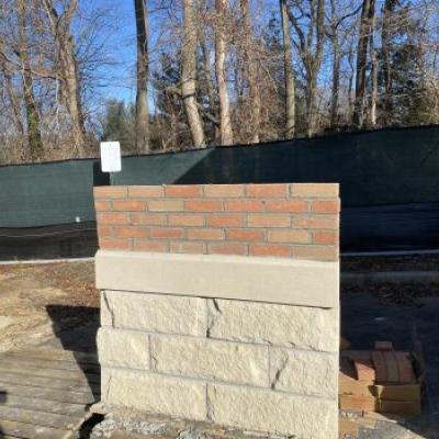 Brick mock-up of exterior: Brick, Cordova and Cast Stone